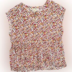 Jane and Delancey White Floral Print Peasant Blouse Top Size XL